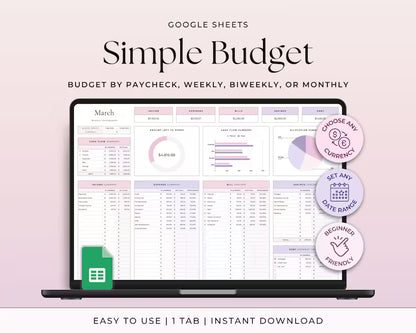 Budgeting Template for Google Sheets (fully customizable)