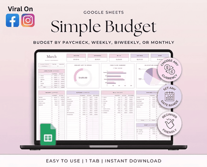 Budgeting Template for Google Sheets (fully customizable)